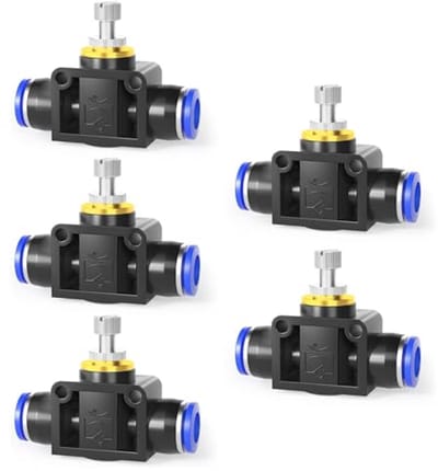 Luchtstroom Regelklep 4mm OD met Push to Connect Aansluiting - 5 Stuks