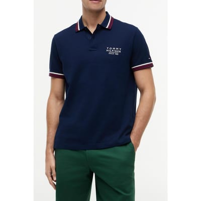 Tommy Hilfiger Regular Fit Signature Collar Polo Shirt Carbon Navy Größe: M | Poloshirts Outlet | Herren | Blau