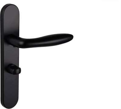 Lavuzo deurkruk Pratona Zwart met afgerond schild WC63/8 badkamersluiting | Per set | Deurklink met schild