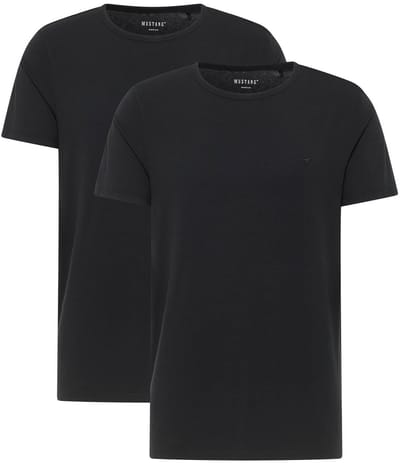 Mustang Heren T-Shirt ALLEN 2er PACK regular fit Zwart 3XL Ronde Hals Volwassenen