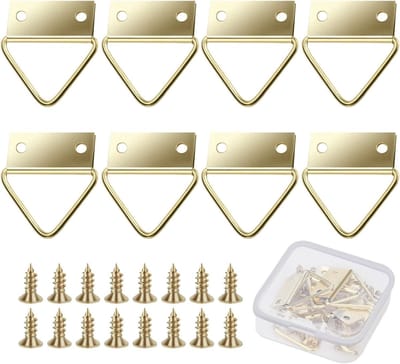 Fotohaken voor Harde Muur - Vernikkeld Staal - 20 x 10 mm - Set van 8 Stuks voor Foto's en Lijsten