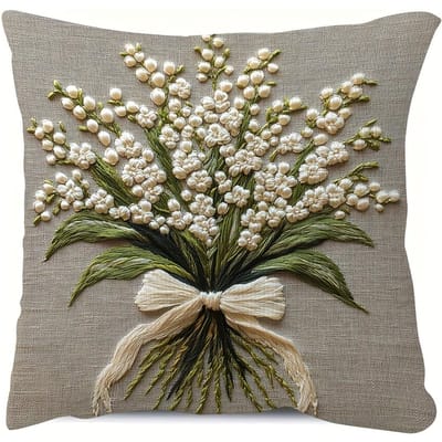 VIKAMA Lelietje-van-dalen 2D Vlakgedrukte Kussensloop Met Niet-Echte Borduurwerk Bankkussenhoes, Decor 30x30cm black