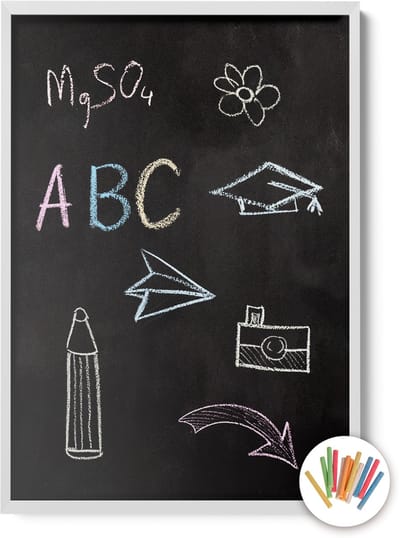Tulup Krijtbord - Krijtbord met Lijst - 60 cm x 40 cm - Krijtbord Witte Lijst - Met Gratis Krijt - Krijtbord voor aan de Muur - Krijtbord met Krijt - Krijtbord Keuken - Decoratief Krijtbord - Krijtbord Houten Lijst