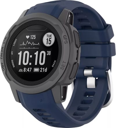 Strap-it Siliconen smartwatch bandje met gespsluiting - geschikt voor de kleinere Garmin Instinct 2s (donkerblauw)