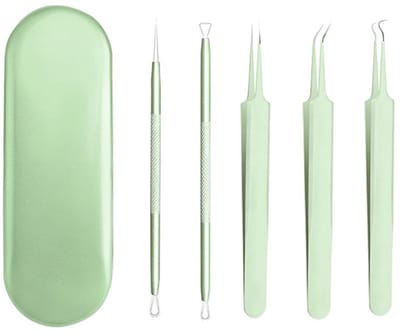 Mee Eters Verwijderen - 5 stuks - Blackhead remover - Mee-eterverwijderset en hulpmiddelen - Professionele Puisten Verwijder - met opbergdoos - Meeeters Verwijderen - Puisten Verwijderaar - Comedonenlepel - Blackhead Remove - comedonen-extractor