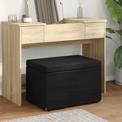vidaXL - Kruk - Zwart - 61 - x - 41 - x - 40 - cm - Stof - en - Geëngineerd - Hout