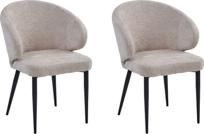 Colenis® - Ruby Eetkamerstoel - Set Van 2 - Beige - Chenille Stof - Design
