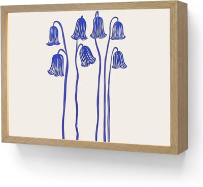 Wandlamp 40x30 cm - Oplaadbaar - Bloemen - Blauw - Lijnen - Bloemblaadjes - Wandlampen binnen woonkamer - Slaapkamer lamp - Decoratieve nachtlamp - Vloerlamp draadloos