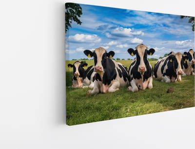 Saammp Canvas Schilderij - Groep koeien - Natuur - Dieren - 45x30 - Foto op canvas - Wanddecoratie - Muurdecoratie Woonkamer - Slaapkamer decoratie - Canvas Print