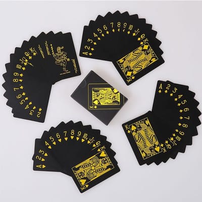 54 cartes Résistantes à l'eau PVC Noir Uni Boîte Magique Emballé Kit de Cartes à Jouer en Plastique Paquet Poker Outil Classique pour Tours de Magie Jeu de Société
