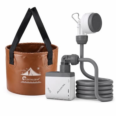 Flextail Tiny Shower + Bucket 20L – Draagbare Douche Set – Opvouwbare Emmer – USB-C Oplaadbaar – Camping, Festival & Outdoor