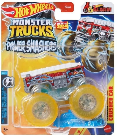 Hot wheels monster jam truck brandweerwagen 5 alarm - monstertruck 9 cm schaal 1:64