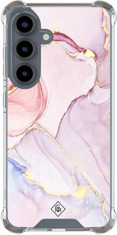 Casimoda® hoesje - Geschikt voor Samsung Galaxy S25 - Marmer roze paars - Shockproof case - Extra sterk - TPU/polycarbonaat - Paars, Transparant