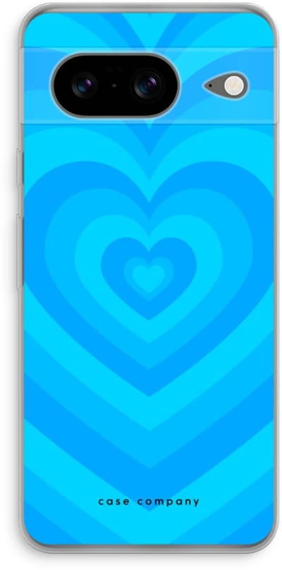 Case Company® - Hoesje geschikt voor Google Pixel 8 hoesje - Hart Blauw - Soft Cover Telefoonhoesje - Bescherming aan alle Kanten en Schermrand