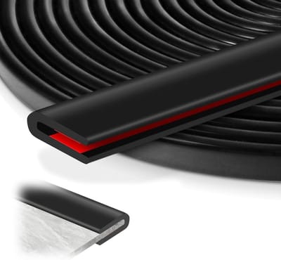 Flexibele rubberen U-profiel randbescherming, zelfklevend, 3 m x 1,6 mm, ideaal voor plaatmateriaal en autodeuren, duurzame randafwerking en bescherming