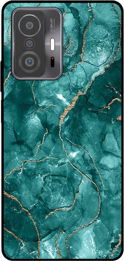Smartphonica Telefoonhoesje Geschikt voor Xiaomi 11T / 11T Pro met marmer opdruk - TPU backcover case marble design - Goud Groen geschikt voor Xiaomi 11T;Xiaomi 11T Pro
