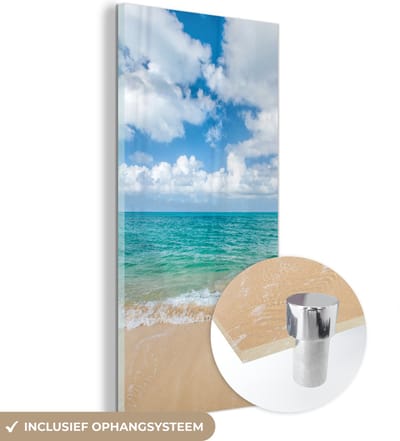 MuchoWow® Glasschilderij 40x80 cm - Schilderij acrylglas - Strand - Zee - Zomer - Reizen - Foto op glas - Muurdecoratie woonkamer - Wanddecoratie slaapkamer - Schilderijen