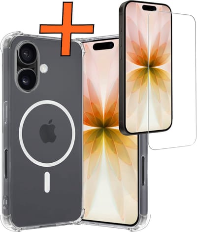 Hoes - Met Screenprotector - Geschikt voor Apple iPhone 17 - Magsafe Compatible - Sterk & Shockproof - Back Cover - Shock Proof Case - Telefoon Hoes - Transparant