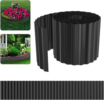 Verzinkte Tuinrand 5m – Flexibele Grasrand van Staal 18 cm Hoog – Tuinafscheiding, Bloembedrand, Kantopsluiting – Zwart