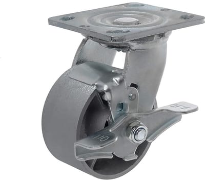 Gegoten Stalen Wiel - Zwenkwiel met Rem - Industrieel Transport - Hoge Capaciteit - 102 x 51 cm - Zilver