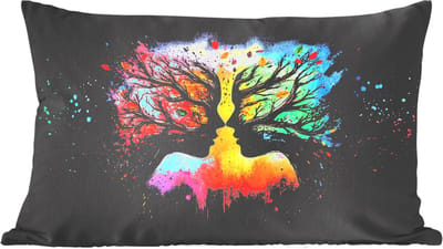 Sierkussens - Kussentjes Woonkamer - 60x40 cm - Gezichten - Silhouetten - Kleurrijk - Takken