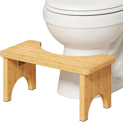 Toiletkruk Bamboe - Hulpmiddel Toilet - Natuurlijke Houding - Inklapbaar Ruimtebesparend - 17 cm Hoog - Naturel