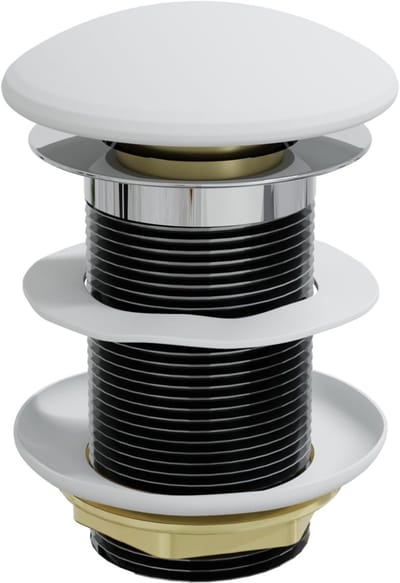 Afvoerstop - Drukventiel - Wastafel Gebruik - Zonder Overloop - 1 1/4 Inch - Wit