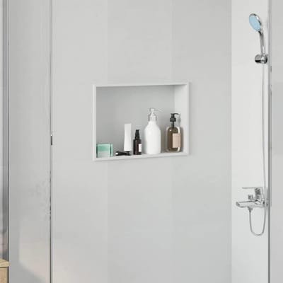 vidaXL - Douche - Niche - Wit - 45 - x - 30 - x - 9,5 - cm - Roestvrij - staal