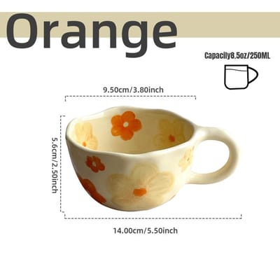 Keramische Mokken Koffiekopjes Handgeknepen Onregelmatige Bloem Melk Theekopje Ins Koreaanse Stijl Havermout Ontbijtmok Drinkware Keuken 201-300ml beige