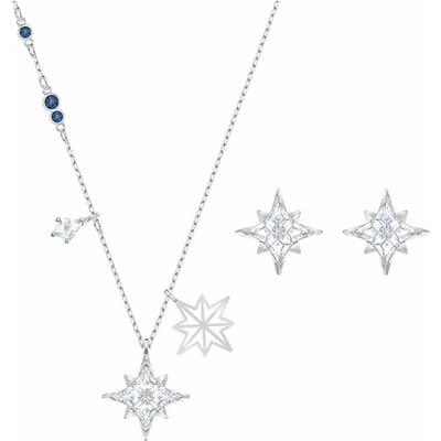 Swarovski Symbool Stervormige Ketting en Oorbellen Set Dames Sieraden 5517182 Box (Random Color) white