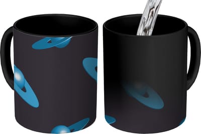 Magische Mok - Foto op Warmte Mokken - Koffiemok - Planeten - Blauw - Kinderen - Design - Magic Mok - Beker - 350 ML - Theemok