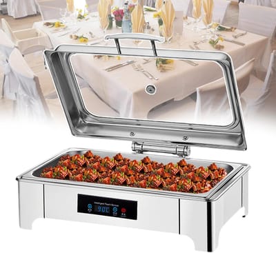 Elektrische Warmhoudplaat - Buffetwarmer Voedsel - Gerechten Warm Houden - Grote Capaciteit 135L - 57x44x56 cm - Zilverkleurig