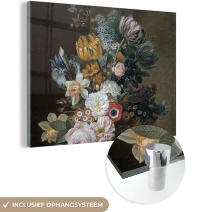 MuchoWow® Glasschilderij 160x120 cm - Schilderij acrylglas - Stilleven met bloemen - Schilderij van Eelke Jelles Eelkema - Foto op glas - Schilderijen