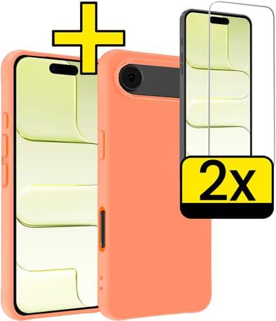 Hoesje - Met 2x Screenprotector - Geschikt voor Apple iPhone Air - Sterk & Shockproof - Back Cover - Siliconen Case - Telefoon Hoes - Telefoonhoesjes - Perzik