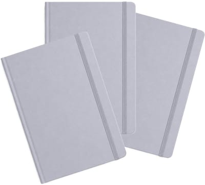 Bellatio Design Notitieboekje - 3x - A5 formaat - met elastiek - zilver - 100 pagina - schriften