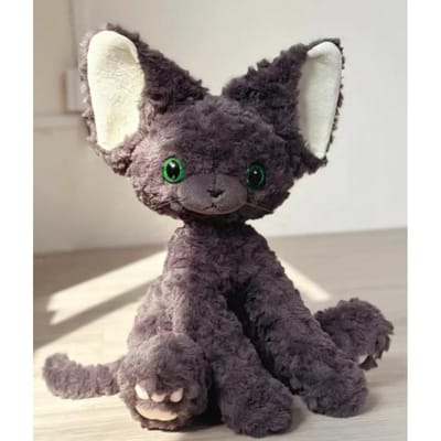Halloween Verkleed Devon Rex Kat Pluche Speelgoed Spinnen Strik Zwarte Kitten Pluche Speelgoed Krullend Haar Zwart-Witte Katten Verjaardagscadeau see choose option