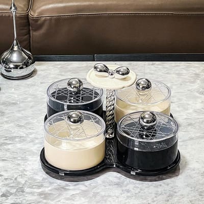 Gedroogd Fruit Schaal Licht Luxe Creatieve Voedselkwaliteit Fruitschaal met Deksel Huishoudelijke Noten Snoep Snack Schaal Verfrissingsschaal Snackschotel gray