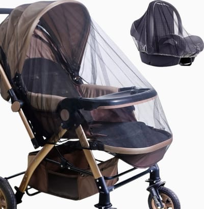 HHHK - Kinderwagen Muggennet - Met elasiekenband - Bescherming tegen insecten - Muskietennet - Zwart