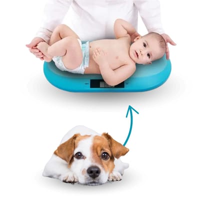 Babyweegschaal – Nauwkeurig Wegen tot 20 kg - TARE- en HOLD-Functie, Weegschaal Ideaal voor Baby en Huisdier - Inclusief Batterijen - Blauw