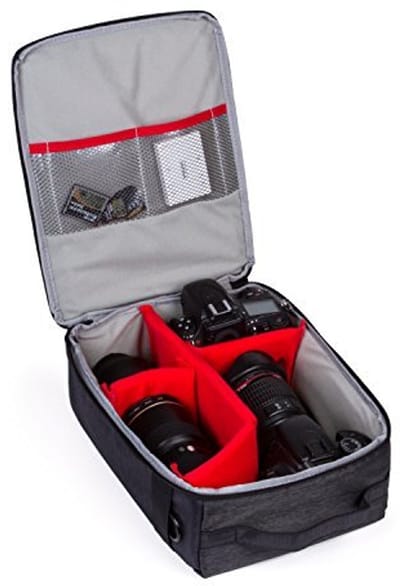 Moderne Camera Inzetstuk Tas met Hoes - Grijs, 8,6 x 12,6 x 15,2 cm