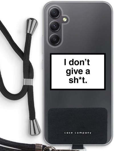 Case Company® - Hoesje met koord geschikt voor Samsung Galaxy A34 hoesje met Koord - Don't give a shit - Telefoonhoesje met Zwart Koord - Bescherming aan alle Kanten en Over de Schermrand
