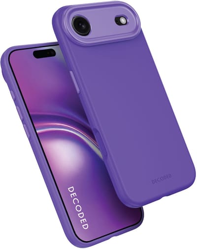 DECODED Siliconen Hoesje voor iPhone 17 Air, Premium Soft-Touch, Antibacteriële Coating, MagSafe Compatibel, Valbescherming, Krasbestendig, Metalen Knoppen, Stevige Grip, Licht Paars
