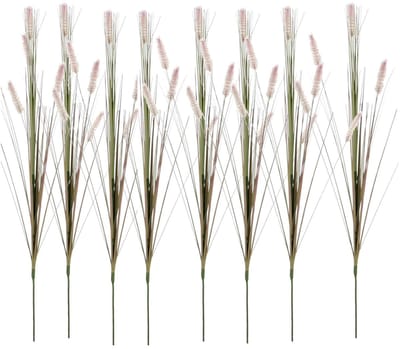 Mica Decorations - 8x - Rietgras/pluimgras kunstplant losse steel - takken - groen/paarse pluimen - 84 cm