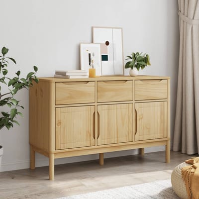 vidaXL - Dressoir - FLORO - 114x43x74 - cm - massief - grenenhout - wasbruin
