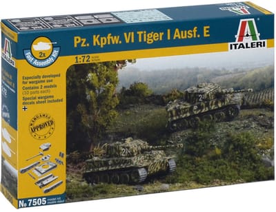 Italeri Modelbouwpakket Militaire voertuigen - 7505 Pz. Kpfw. VI Tiger I Ausf. E – Fast Assemble - (2pc!) Plastic - 1:72 - Modelbouw