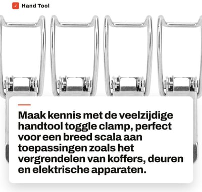 Dailygoods - Hand Tool Toggle Clamp - Toggle Lock - Hoogwaardige bevestiging - Zilver - Verstevigingsklem - Geschikt voor diverse toepassingen - 4 stuks