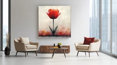 Vierkant Canvas Schilderij - Bloemen - Rode Tulp - 40x40x2 cm