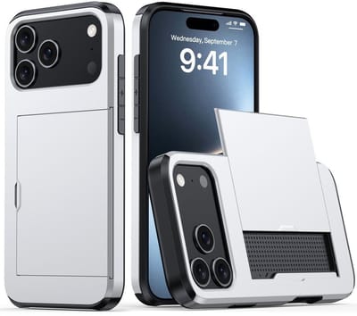 Mobiq - Hybrid Card geschikt voor iPhone 17 Pro Max Hoesje met Pashouder - wit