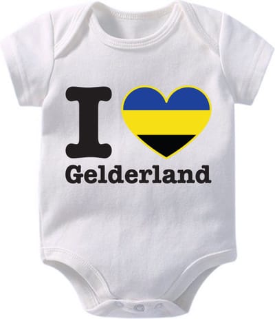 Hospitrix Baby Rompertje met Tekst I Love Gelderland" | 0-3 maanden | Korte Mouw | Cadeau voor Zwangerschap | Provincies Nederland | Gelderland | Bekendmaking | Aankondiging | Aanstaande Moeder | Moederdag