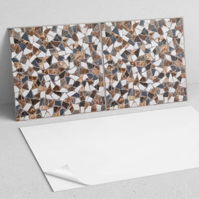 Coloray Wandpanelen Zelfklevend - Mozaïek met verschillende vormen PVC Wandpaneel - 100 cm x 50 cm - Bruin Wandbekleding Zelfklevend - 1 stuk - Texturen Wandpanelen Zelfklevend - Wandpanelen Keuken - Wandpaneel Badkamer